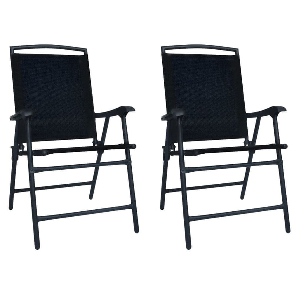 Vidaxl Skladacie záhradné stoličky 2 ks, textilén, čierne